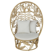 Eierstuhl für den Garten aus Rattan mit cremefarbenen Kissen - Rattan Deko