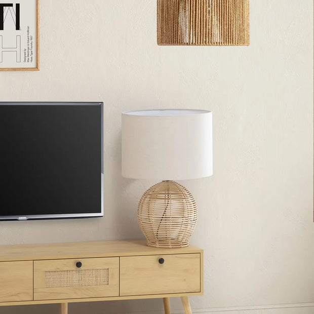 Rattan Tischlampe im skandinavischen Design - Rattan Deko