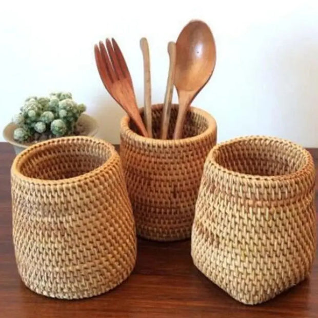 Rattan Aufbewahrungstopf - Rattan Deko