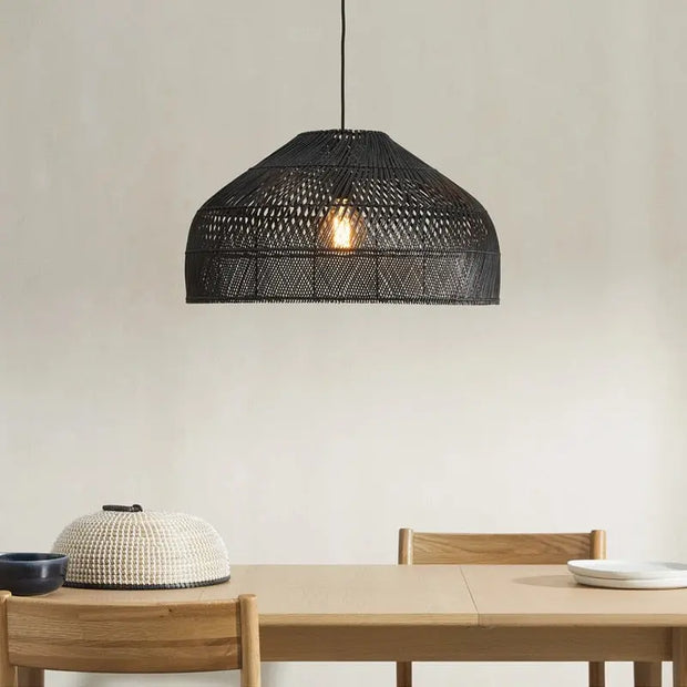 Schwarze Rattan-Hängelampe Rattan Deko