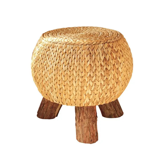 Rattan Pouf Hocker Holz Rattan Deko