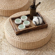 Flacher Rattan-Pouf Rattan Deko