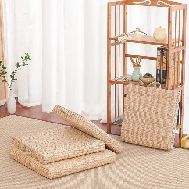 Quadratischer Rattan-Pouf Rattan Deko