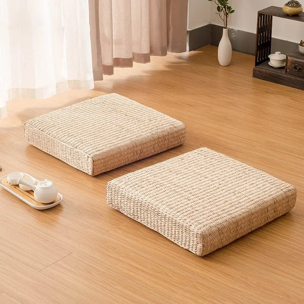 Quadratischer Rattan-Pouf Rattan Deko
