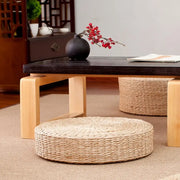 Flacher Rattan-Pouf Rattan Deko