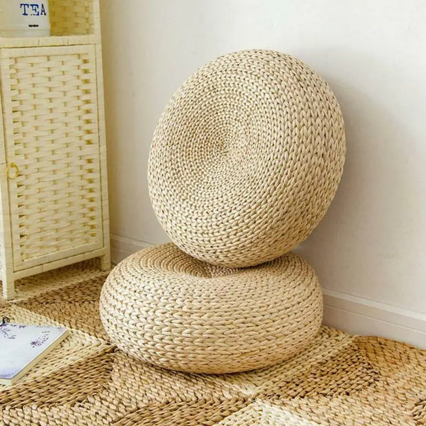 Runder Rattan-Pouf Rattan Deko