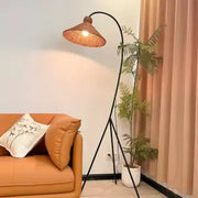 Rattan Stehlampe mit Schirm - Rattan Deko