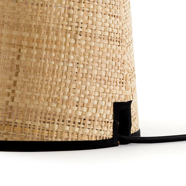 Raffia Tischlampe im natürlichen Design - Rattan Deko