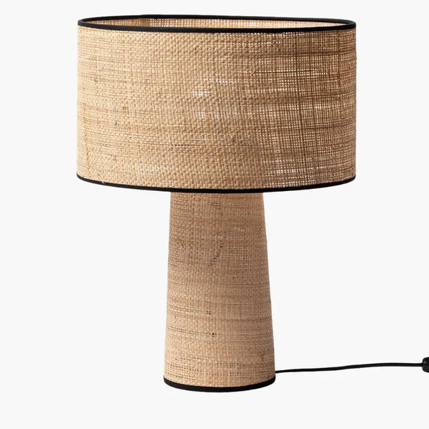 Raffia Tischlampe im natürlichen Design - Rattan Deko