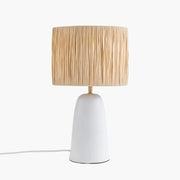 Terracotta Tischlampe mit Raphia-Schirm - Rattan Deko