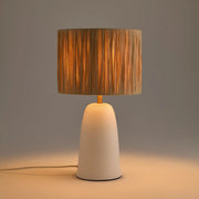 Terracotta Tischlampe mit Raphia-Schirm - Rattan Deko