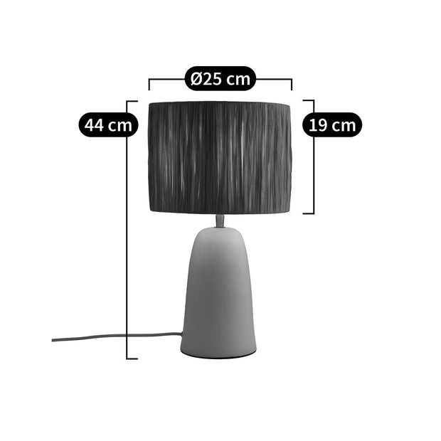 Terracotta Tischlampe mit Raphia-Schirm - Rattan Deko