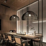 Schwarze Rattan-Hängelampe Rattan Deko