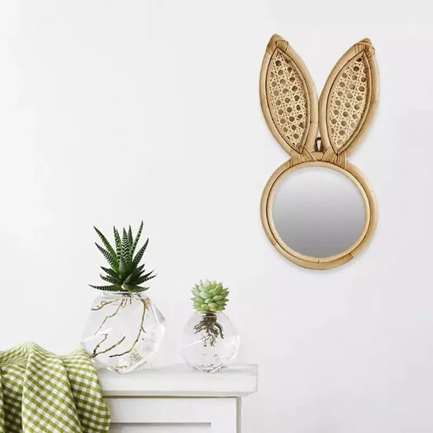 Rotin Spiegel mit Hasenohren für kreative Wohnideen Rattan Deko