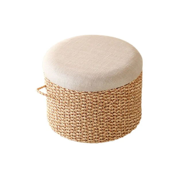 Geflochtener Seil-Pouf mit Kissen Rattan Deko