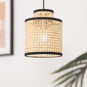 Geflecht und Schwarz Hängelampe Rattan Deko
