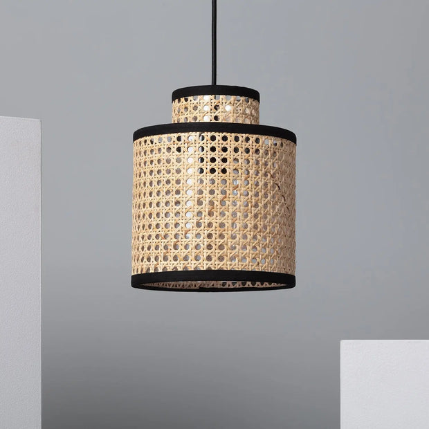 Geflecht und Schwarz Hängelampe Rattan Deko