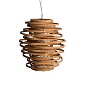 Spiralförmige Hängelampe aus Rattan und Bambus Rattan Deko