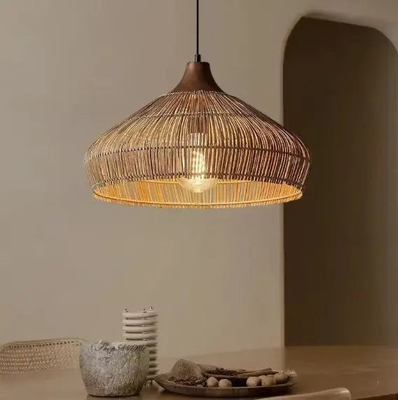 Rattanhut-Pendelleuchte - Rattan Deko