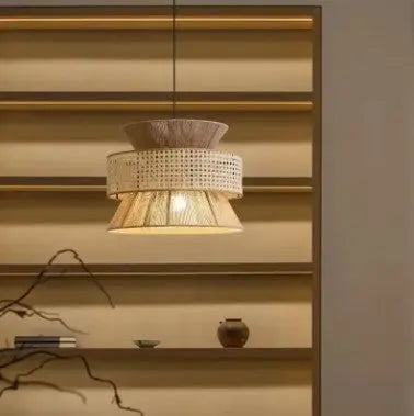 Japanische Rattan-Hängelampe - Rattan Deko