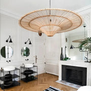 Flache Rattan-Hängeleuchte Rattan Deko