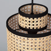 Geflecht und Schwarz Hängelampe Rattan Deko