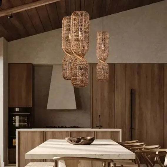 Sanduhr-Stil Rattan Pendelleuchte Rattan Deko