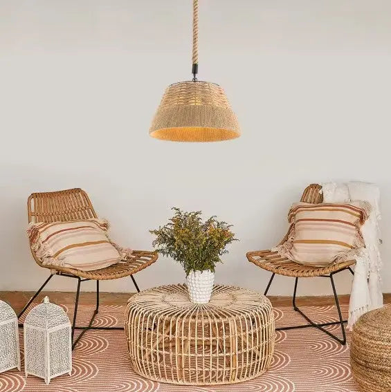Glockenförmige Rattan-Hängelampe - Rattan Deko