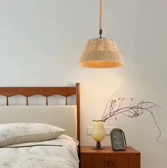 Glockenförmige Rattan-Hängelampe - Rattan Deko