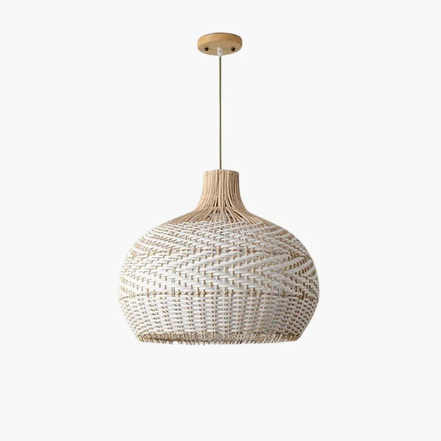 Weiße Korbhängelampe | CACHER - Rattan Deko