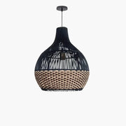 Schwarze Korbpendelleuchte Rattan Deko