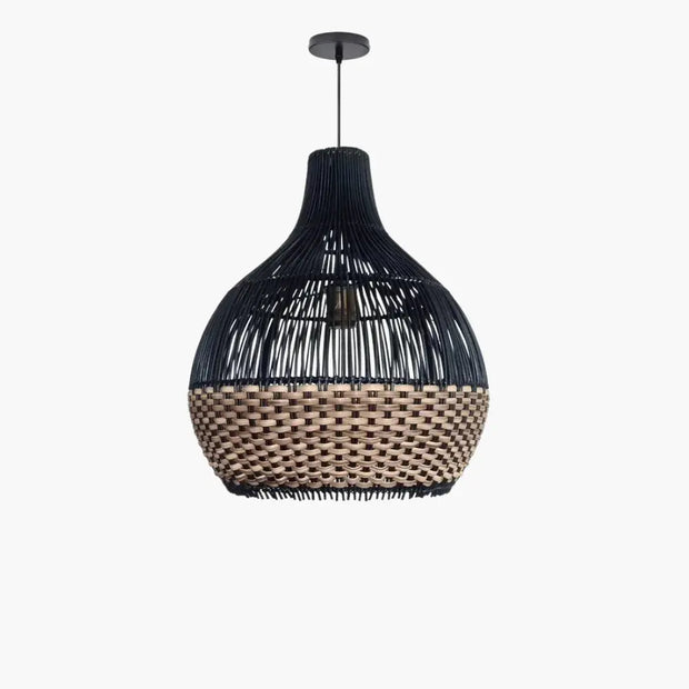 Schwarze Korbpendelleuchte Rattan Deko