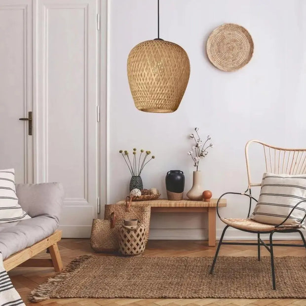 Geflochtene Bambus-Hängeleuchte Rattan Deko