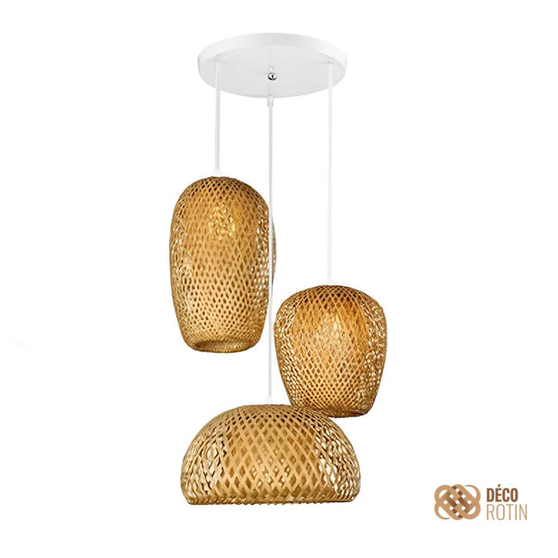 Dreifach-Bambus-Hängeleuchte Rattan Deko