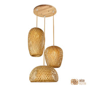 Dreifach-Bambus-Hängeleuchte Rattan Deko