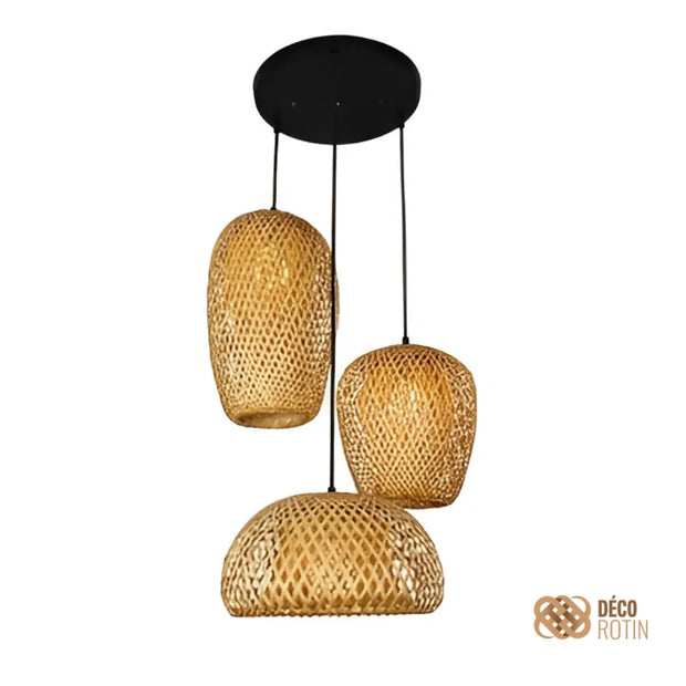 Dreifach-Bambus-Hängeleuchte Rattan Deko