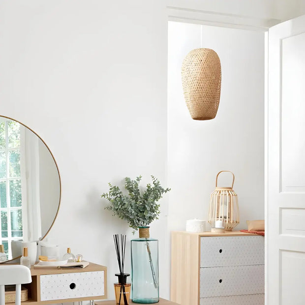 Bambus-Hängelampe Schlafzimmer Rattan Deko