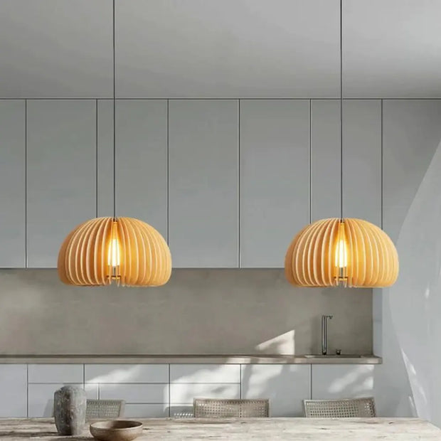 Holzpendelleuchte Rattan Deko
