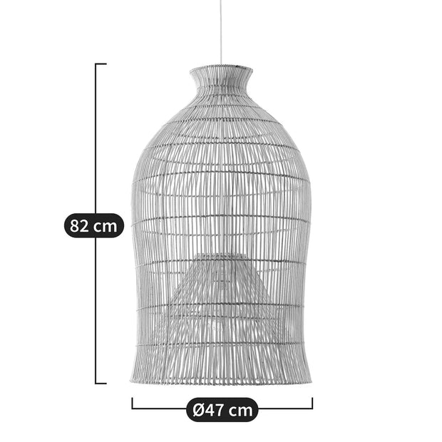 Längliche Rattan-Hängeleuchte | PENGADI - Rattan Deko