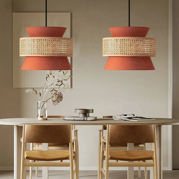 Farbige Rattan-Hängeleuchte | TERRAKOTTA - Rattan Deko