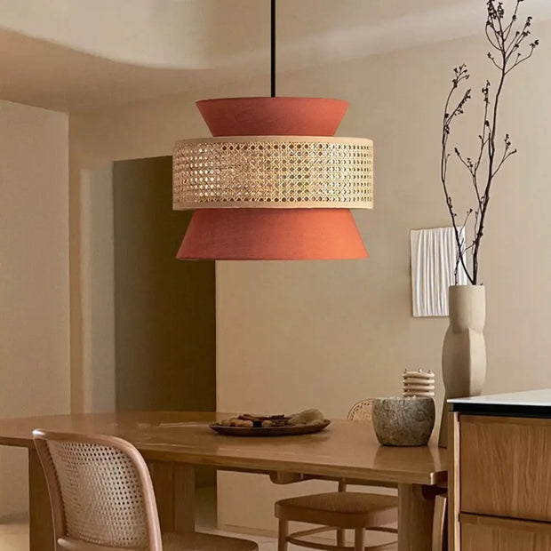 Farbige Rattan-Hängeleuchte | TERRAKOTTA - Rattan Deko