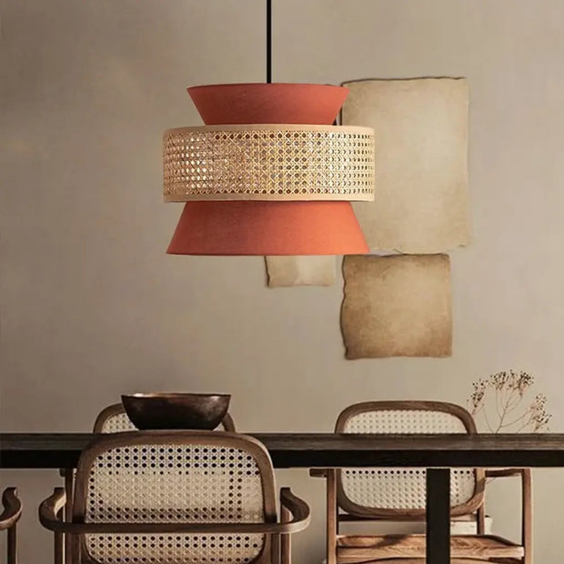 Farbige Rattan-Hängeleuchte | TERRAKOTTA - Rattan Deko