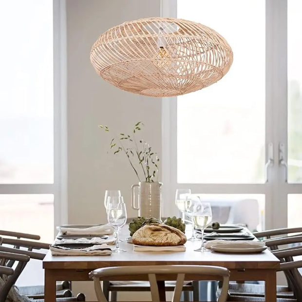 Ovale Rattan Hängelampe Rattan Deko