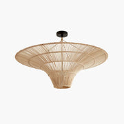 Flache Rattan-Hängeleuchte Rattan Deko