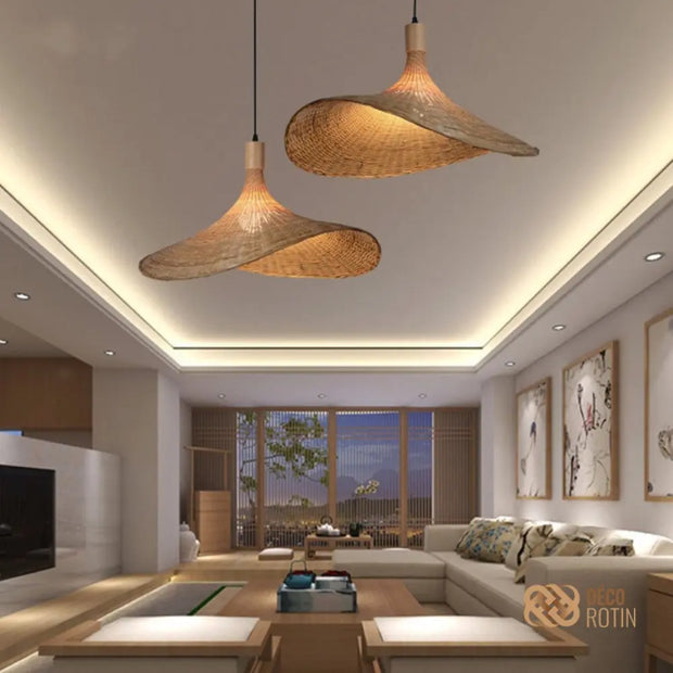 Rattanhängelampe Hut | CHAPEAU D'OR - Rattan Deko