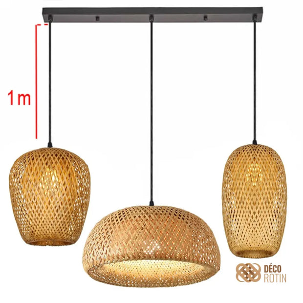 Mehrfach-Hängeleuchte Bambus Rattan Deko