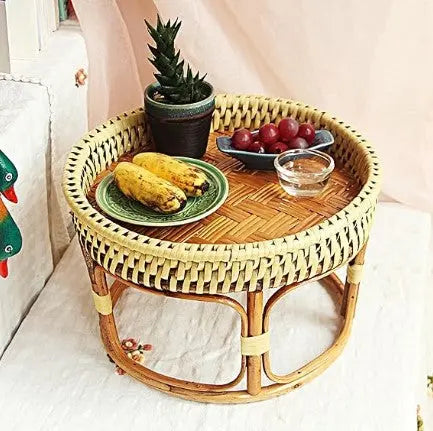 Geflochtener Rattantisch Rattan Deko