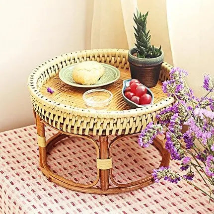 Geflochtener Rattantisch Rattan Deko