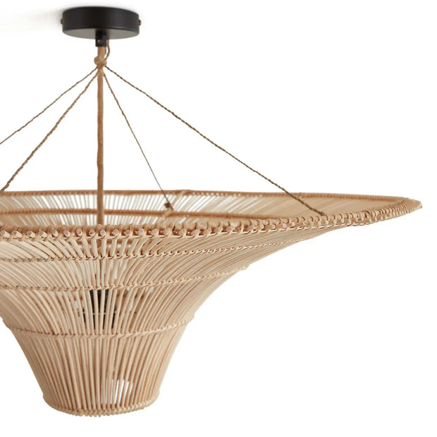 Flache Rattan-Hängeleuchte Rattan Deko