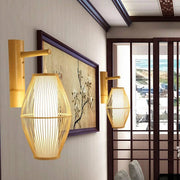 Japanische Wandlampe im minimalistischen Design Rattan Deko